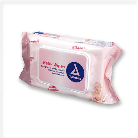 DYNAREX Baby Wipes unscented with Plastic Lid - 7" x 8" 1329